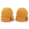 Το μπάλωμα δέρματος πλέκει Beanie καπέλων συνήθειας κίτρινα Beanie σχεδίου τα θερμά καπέλα καπέλων ΚΑΠ